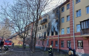 В Пушкине тушат крупный пожар в доме на Павловском шоссе 