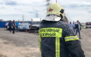 Утром огонь уничтожил двигатель  автомобиля Volvo на Васильевском острове