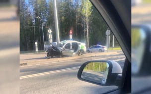 Около поселка Рощино каршеринг влетел в столб