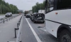 Около Кудрово столкнулись автобус и иномарка