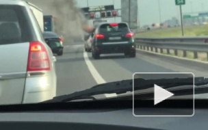 На КАД дотла сгорела "Газель" 