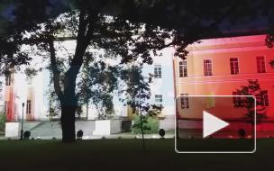 Дворцовый мост и Мариинскую больницу украсила красно-белая подсветка