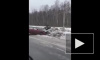 В Приморском районе произошла массовая авария: одна машина улетела в кювет