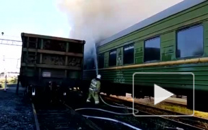 Появилось видео горящего пассажирского вагона в Астрахани