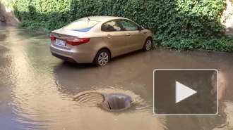 Видео: Мутная вода залила двор на набережной Фонтанки