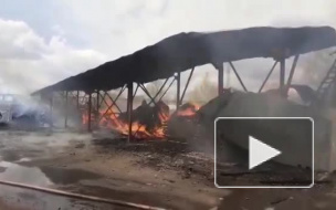 Пожарные тушат ангар в промзоне Пикалево 