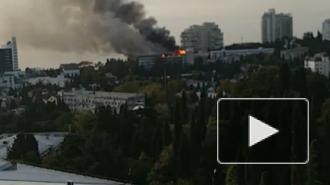 Пожар в санатории Минобороны в Крыму попал на видео
