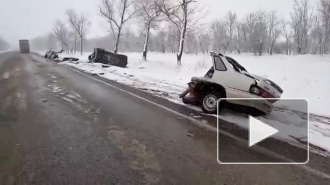 Ставрополье: легковушку разорвало на куски в ДТП(видео)