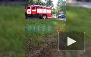 На Пулковской пожарная машина сбила электрический столб