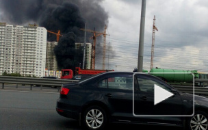 Появилось видео страшного пожара на стройке в ЖК "Новая Охта"
