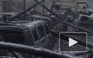 Благовещенск: появилось видео пожара и его последствий гаражного бокса, в котором сгорело 56 авто