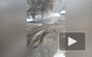 На Полюстровском проспекте забил фонтан холодной воды