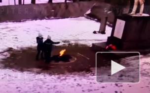 Дети затушили снегом Вечный огонь в Красном Селе