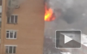 Появилось видео пожара в жилом доме в Одинцово