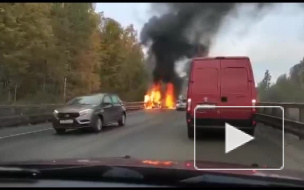 Водитель легковушки заживо сгорел после ДТП на Волхонском шоссе: видео