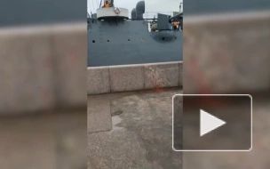 Около крейсера "Аврора" хулиганы облили прохожих красной краской