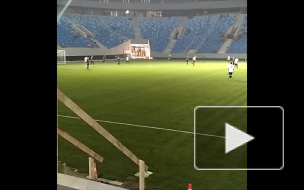 Появилось видео первого футбольного матча на стадионе "Крестовский"