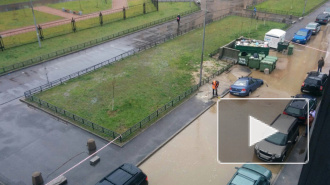 На улице Федора Абрамова из-за разлива воды “поплыли” припаркованные машины