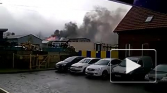 Появилось видео пожара на складе в Калининграде