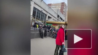 Видео: у станции метро "Проспект Просвещения" собралась очередь на вход