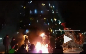Видео из Петропавловска-Камчатского: Дед Мороз и Снегурочка чуть не сожгли городскую елку