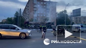 На внешней стороне ТТК в Москве загорелся подъемный кран