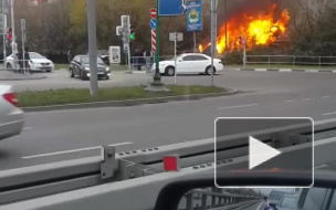 В Москве горел дом вблизи АЗС