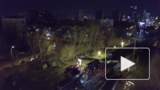 В сети появилось видео последствий столкновения поезда и электрички в Москве, снятого с беспилотника