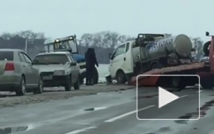 Появилось видео страшного массового ДТП в Курганинском районе