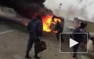 Появилось шокирующее видео взрыва на посту ДПС в Дагестане