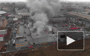 Пожар в гипермаркете "Лента": видео с воздуха
