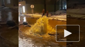 Видео: на Ропшинской улице прорвало трубу 