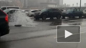 Появилось видео фонтана воды на Петроградской набережной