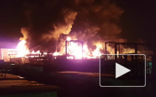 Очевидец снял крупный пожар на складе в Подмосковье