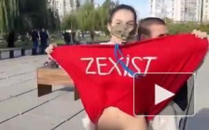 На избирательном участке Зеленского задержали активистку Femen