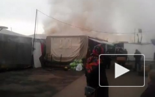 Появилось видео пожара на ярмарке в Москве на Матвеевской улице