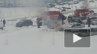 Очевидец снял горящую машину в Новокузнецке