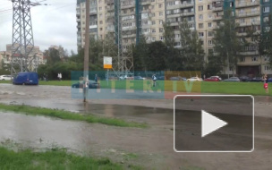 Видео: на Парашютной вода затопила проезжую часть‍