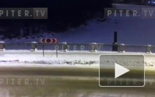 Машина, вылетевшая с набережной Макарова, удержалась на льду