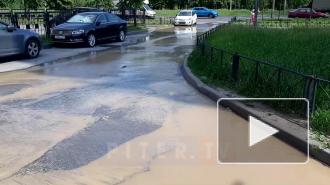 Видео: двор на улице Коммуны оказался в воде после прорыва трубы