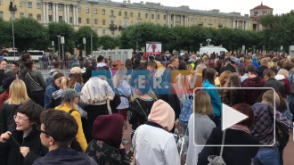 "Россия, без насилия!": Петербуржцы вышли на улицу в поддержку сестер Хачатурян