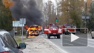 Автобус полностью сгорел в Нижнем Новгороде