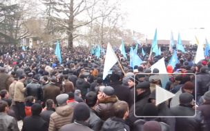Крымские татары в Симферополе поддерживают Евромайдан