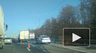 ДТП с двумя грузовиками и автобусом собрало пробку на Мурманском шоссе