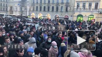 Без комментариев: как колонна протестующих вошла на Невский проспект