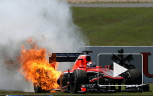 Болид Формулы-1 загорелся на автошоу в Челябинске